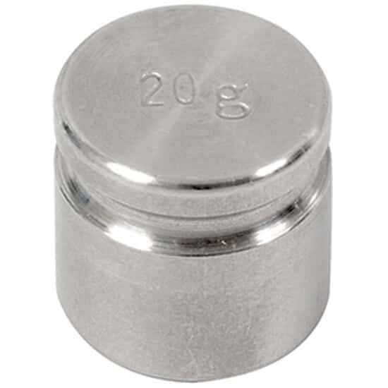 Poids d'essai classe F cylindrique avec rainure Troemner 1324 de 20 g