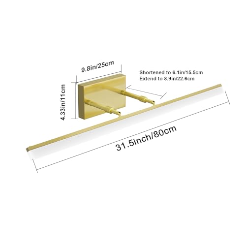 Image of Aipsun 31.5inch Brushed Brass Bathroom Vanity Light Fixtures Modern LED Light Fixtures Gold Vanity Lighing for Bathroom Wall Fixtures 5500K
