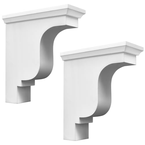 Image of Briwooody 2 Pcs Unfinished Paintable Corbels Bracket for Doorway Countertop Home Cabinet Bookshelves Furniture Support PU (3 1 /2 W X 7 D X 9 Inch H,Classical Style)