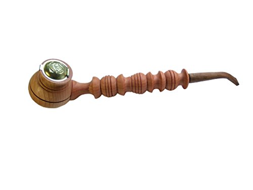 Handmade Wooden Smoking Pipe Metal Bowl Cover Tobacco (Beige) - Thumbnail 3