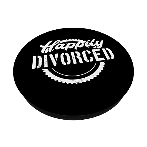 Divorced Design For Divorce Party - Happily Divorced PopSockets Swappable PopGrip, Black - Image 2