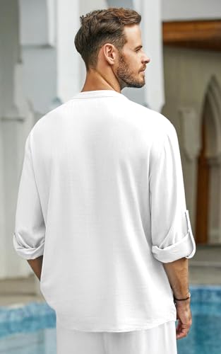 Image of Men's Solid Cotton Blend Regular Fit Mandarin /Chinese Collor Short Kurta for Men
