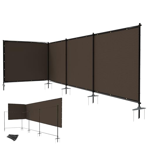 INFRANGE 6ft x 24ft Outdoor Fence Fence Kit with Rods and Rails Ground Nails No Punch Privacy Fence for Dog Yard Pool Garden Security Chicken Fence Temporary Spray Paint Iron Light Gray