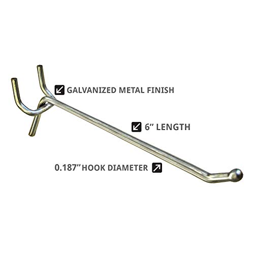 Azar 700886 All Wire Galvanized 6-Inch Metal Hook, 50 Count, All Wire Galvanized Metal Hook - Image 3
