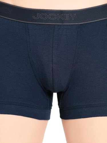 Image of Jockey 1015 Men's Super Combed Cotton Rib Solid Trunk with Stay Fresh Properties
