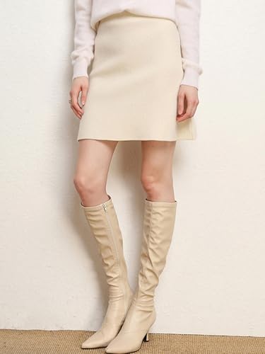 Women's Winter Basic Mini Pencil Skirt A Line High Waist Bodycon Stretch Wool Short Wrap Skirt2