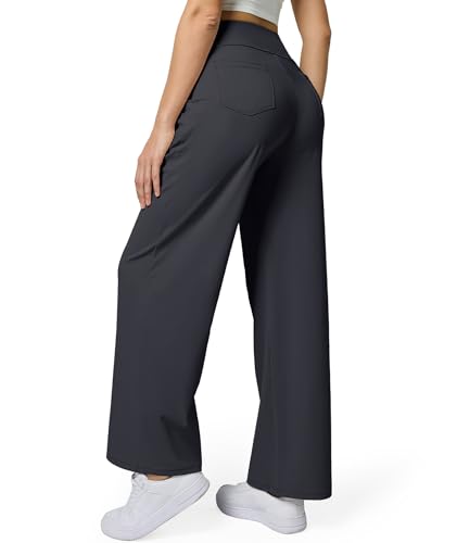 Womens Wide Leg Pants Pull On High Waist Stretch Dress Business Casual Yoga Work Pants with 5 Pockets2