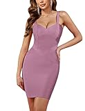 UONBOX Women's Rayon Cute Sleeveless Bodycon Bandage Strap Dress