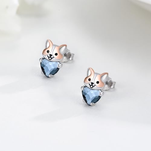 Image of 925 Sterling Silver Dog Earrings Cute Animal Puppy Stud Earrings Dog Jewelry Gifts for Women Girls Pet Lover Hypoallergenic Earrings for Sensitive Ears