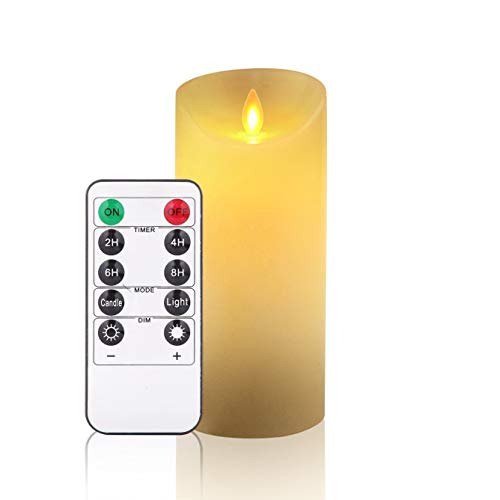 OSHINE LED Candles,Flameless Candles 6" Height (Dia 3.15") Ivory Dripless Real Wax Pillars Include Realistic Dancing LED Flames and Remote Control,Gift Decoration for Party,Holiday (1 * 1, Ivory)