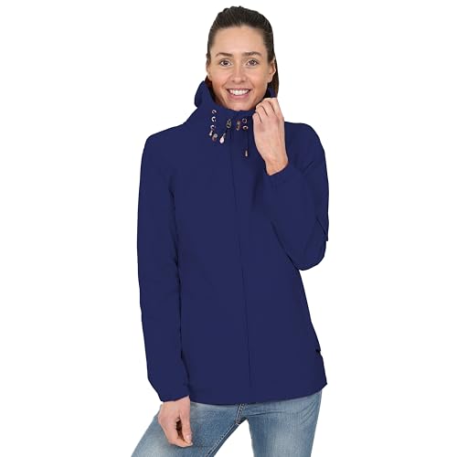 Blu Apparel Veste imperméable à capuche pour femme - Veste de pluie coupe-vent pour la randonnée, la marche - Vestes de printemps, bleu marine, 48