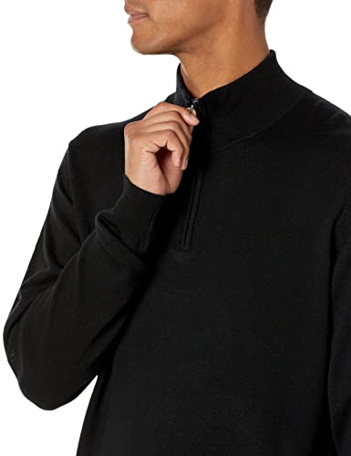 Goodthreads Men's Lightweight Merino Wool Quarter-Zip Jumper (Available In Tall), Black, Xx-Large #TOP2