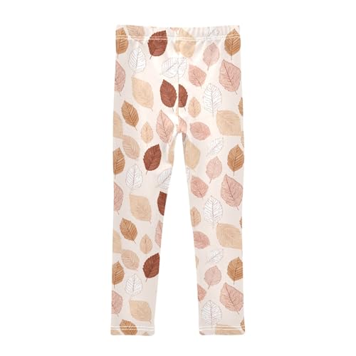 Girls' Athletic Leggings Ankle Length Yoga Dance Pants Kids Teen 4T Retro and Elegant Maple Leaf2