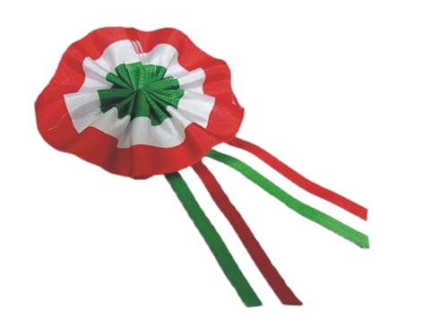 Coccarda Tricolore Italia 5 x 10 cm. Artigianale Nastro in Tessuto, con spilla sul posteriore