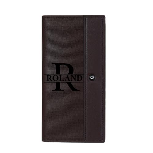 Generic Personalized Long Leather Wallet for Men - Custom Engraved Name and Initial Large Capacity, RFID Blocking, Perfect for Work, School, Travel, Ideal Gift for Him (Coffee), QB005