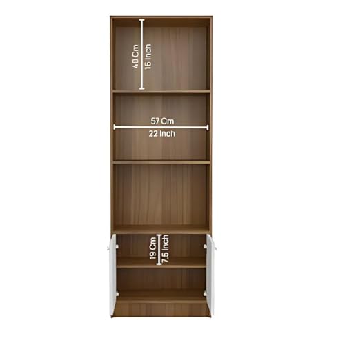 Image of Amazon Brand - Solimo Aura Bookshelf | Engineered Wood | 60L x 30W x 180H CM | White & Oak | DIY (Do-It-Yourself)