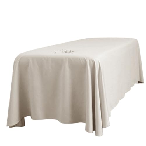 Draps de table de massage, drap lit massage épais gaufré avec trou pour le visage, housse lit beauté respirante et lavable pour lits 190 x 80 cm (kaki)