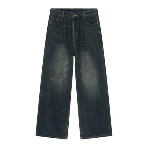 Men’s Baggy Jeans, Trendy Korean Style, Loose Wide Leg, Vintage Mid-High Waisted Casual Denim