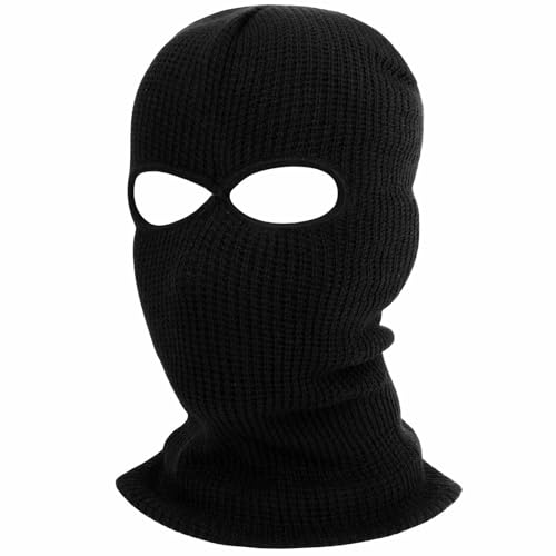 JYTDBCS Balaclava de esqui de rosto completo, balaclava de 2 orifícios, balaclava de malha de inverno para desportos ao ar livre, preto, tamanho único, Preto, Talla única