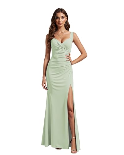 JIIL Wickelkleider Brautjungfern,Abendkleid Lang Damen Chiffon Sexy Rückenfreies Multiway Bandage Wickelkleid Festlich V-Ausschnitt...