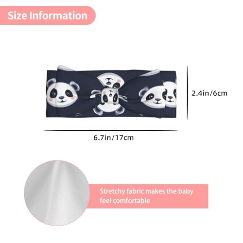 Panda Tiles Bow headband, children's elastic bow hair accessories, 0-6 months, hair bows for newborns, infants, toddlers3