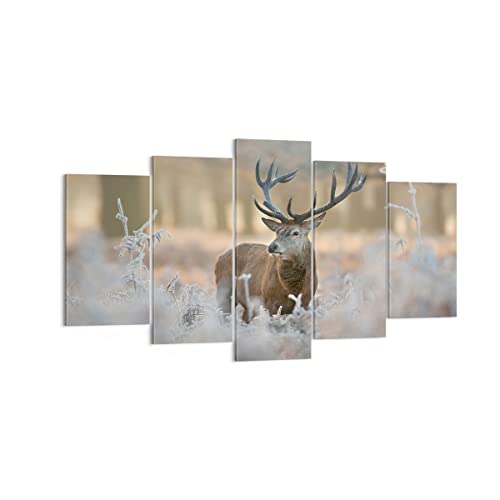 Impression sur toile forêt et cerf pour créer une ambiance cocooning au salon