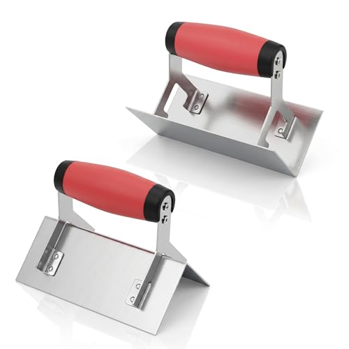 Peohud 2 Piece Drywall Corner Tool Set Outside and Inside Corner Knife with Rubber Handle Stainless Steel Corner Trowel for Plastering Bricklaying Finishing Kit