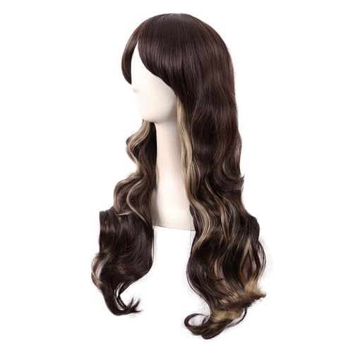 Perruque brune 70cm synthétique pour masquer des cheveux clairsemés - 4