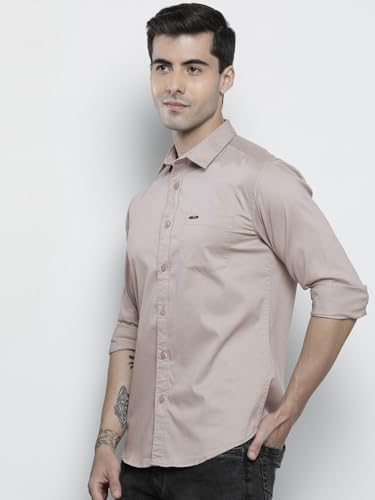 Image of The Indian Garage Co Men Slim Fit Solid Full Sleeves Spread Collar Casual Shirt
