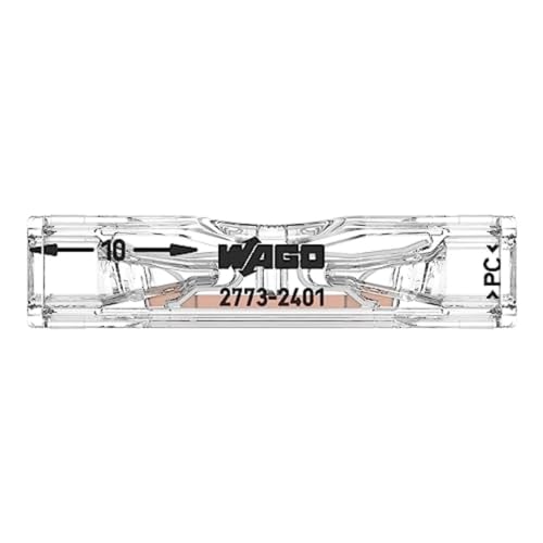 WAGO Durchgangsverbinder zum Stecken 2773-2401 | für ein- und mehrdrähtige Leiter, max. 4 mm², 2 Leiter, transparent, 100 Stück