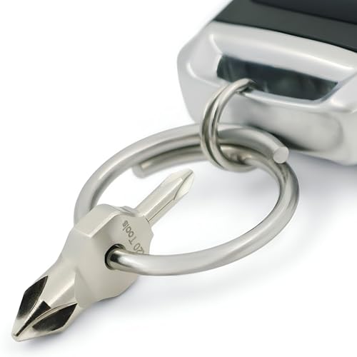K20 TOOLS Small Screwdriver Keychain with Phillips Head - Tiny EDC Pocket Tool (P1 P2) Silver
