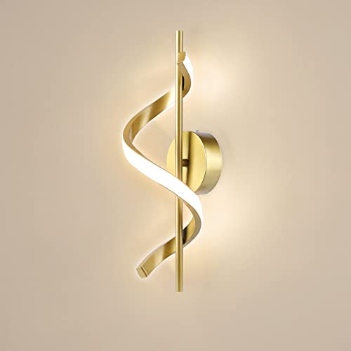 Starnearby Lampada da Parete a Spirale LED 220V Applique a Spirale da Parete Interno Oro Lampada da Muro Moderna Creativa Illuminazione per Corridoio Scale Soggiorno Camera da Letto