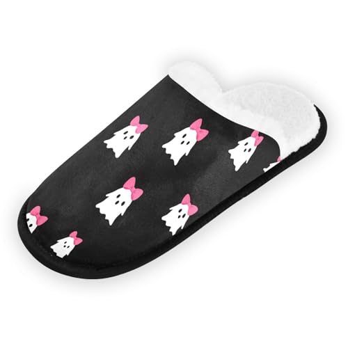 Ghosts Halloween Bow White Slippers For Women Men Soft Memory Foam Non-Slip Halloween Winter Indoor House Shoes Travel Slipper2