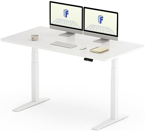 （00:30時点） FLEXISPOT 昇降デスク E7H パソコンデスク スタンディングデスク 電動 メーカー5年保証 無段階高さ調節 耐荷重160kg デュアル静音モーター搭載 人間工学 メモリー機能付き USB機能付き 配線整理 (足（白）, 天板（ホワイト）)