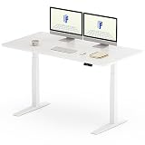 FLEXISPOT 昇降デスク E7H パソコンデスク スタンディングデスク 電動 メーカー5年保証 無段階高さ調節 耐荷重160kg デュアル静音モーター搭載 人間工学 メモリー機能付き USB機能付き 配線整理 (フレーム(白)+天板(ホワイト), 140×70cm)