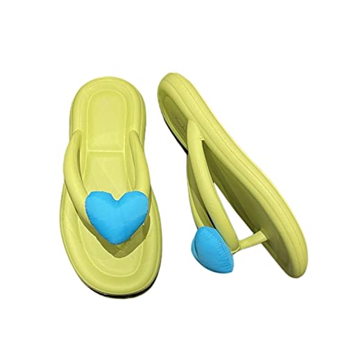 Tongs flip sandals femelle plates au motif coeur girly et coloris bonbons