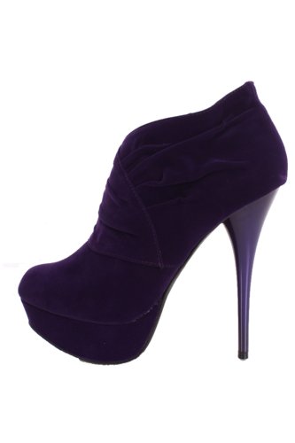 Qupid Women Neutral-257 Pumps,Purple Velvet,6 #TOP1