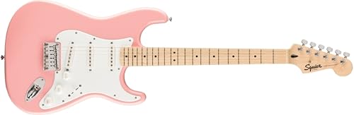 Guitarra eléctrica FSR Squier Sonic® Stratocaster® HT, diapasón de arce, golpeador blanco, Shell Pink