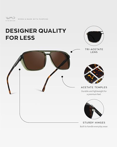 Image of WearMe Pro Harvey Men's Polarized Sunglasses, Modern Square Aviator Style