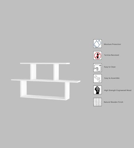 Image of Ethan Multipurpose Modular Wall Racks /Shelves /Organiser /Decor Particle Board Wall Shelf (Number of Shelves - 5, Beige, White)