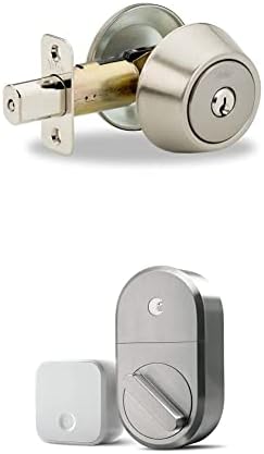 YH Collection Deadbolt Single Cylinder in Satin Nickel with August Smart Lock + Connect Wi-Fi Bridge, Satin Nickel, Compatible with Alexa, Keyless Home Entry from Anywhere
