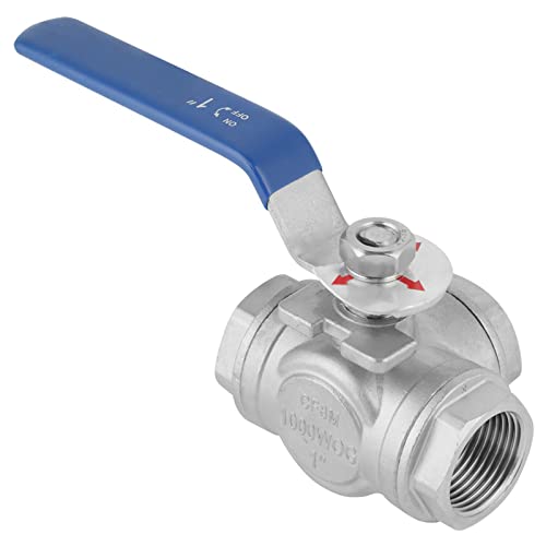 Edelstahl-Kugelhahn Typ T, mit Drei-Wege-Ventil, Innengewinde 1 Zoll DN25, einfache Handhabung, Reparatur und Vielseitigkeit (1 Stück)