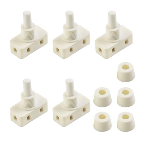 JNNJ - JNNJ 5 Pièces Interrupteur à Bouton Poussoir à Verrouillage En Plastique, Interrupteur à Bouton Poussoir Pour éclairage Intérieur De Voiture, Bouton Poussoir Pour Lampe Lecture(Blanc)