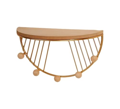 Fiozwea クリエイティブ木製壁収納メタルラック屋内玄関装飾DIYラック壁掛け装飾キーオーナメント収納 (金)