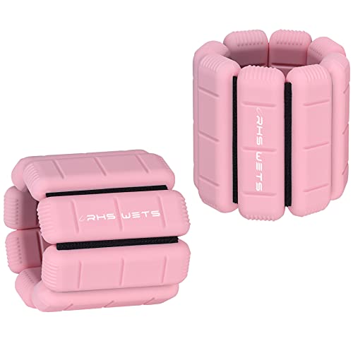 Rhswets Wearable Ankle Weights 1 Pair 1lb for Women Men, Strength Training Arm Wrist Weights Set for Yoga, Dance, Aerobics, Running, Walking (1 lb/each, Pink)