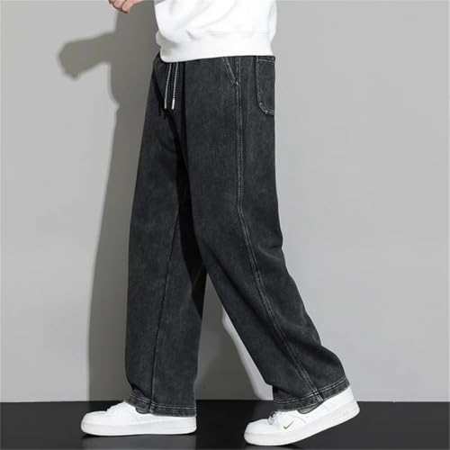 Men Wide Leg Black Washed Denim Jeans Trousers Neutral Street Hip Hop Loose Straight Pants2