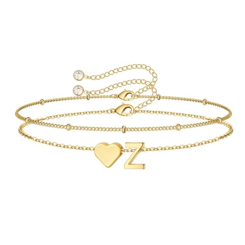 Image of M MOOHAM Initial Bracelets for Women Teen Girls - Heart Letter A-Z Bracelet