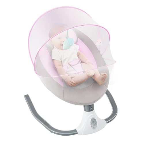 Image of Electric Baby Swings for Infants to Toddler,Rocking Bedside Sleeper w/Wheels,Travel Bag,Music Speake for Newborn Boys and Girls