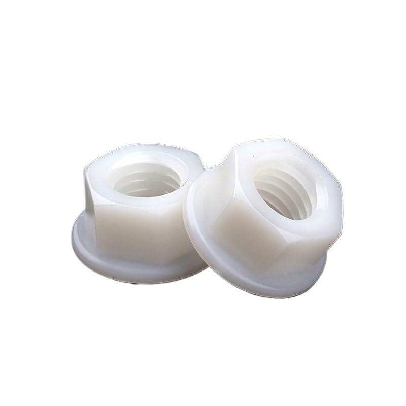 Hex Full Nut,Hexagon Full Nuts,Flange Nuts,50pcs M3 M4 M5 M6 M8 M10 M12 Nylon Flange Nuts Hexagon Flange Nut for Heat/Electricity Insulation(White,M12)