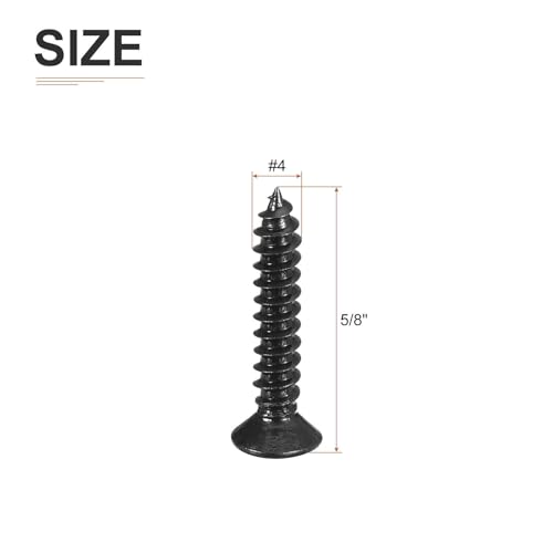 Image of DTGN 200Pcs #4x5 /8 inch Flat Head Wood Screws, 304 Stainless Steel Phillips Self Tapping Screws - Good for Woodworking, Furniture - Black